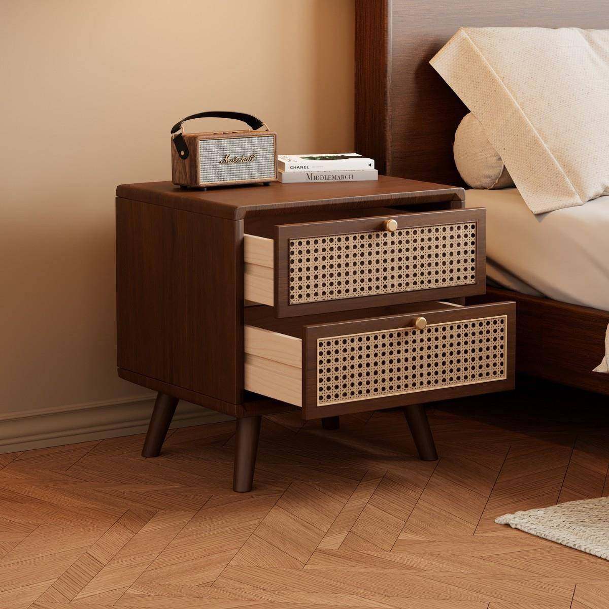 新中式实木头柜藤编原木全胡桃简约双抽家见描述用卧室床床边收储,玩具/童车/益智/积木/模型,其它,淘宝优惠券,粉丝福利购,淘宝优惠卷