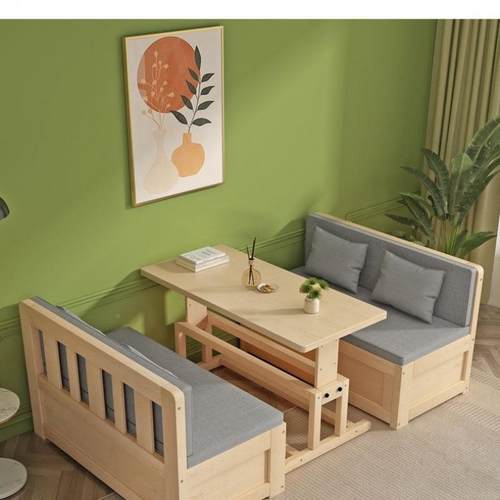 实木升降床小户型升式多功能阳台客厅降窗折429叠卡床座两用一书