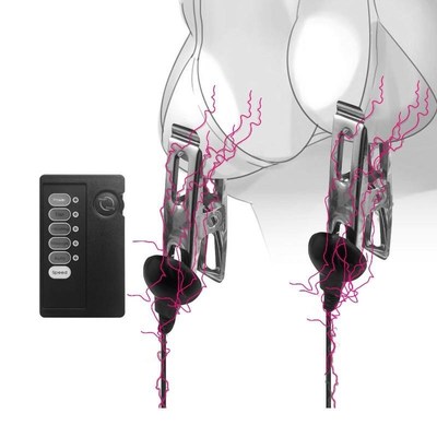 Electro shock nipple clamps clips breast BDSM Bondage Restra