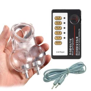 Electric Shock Chastity Cage Vibrating Testicle Stimulator S
