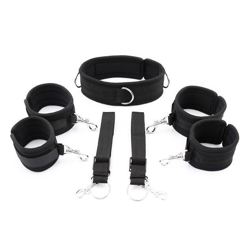 Sex Bdsm Bondage Set Black Sponge Collars Ankle Cuff Handcuf