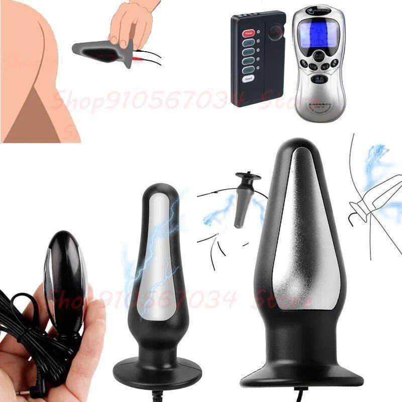 E stim Anal Vagina Butt Plug,Electro Pulse Buttplug Dildo Vi