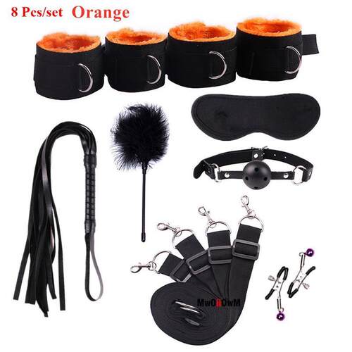 44cm PU Leather Whip Flogger Plush Nylon Plush Sex Handcuffs
