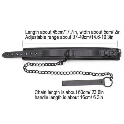 Bdsm Bondage Collar Genuine Leather And Iron Chain Link Meta