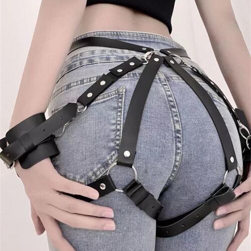 New Hot Sexy Leather Lingerie Womens Erotic Open Crotch Und