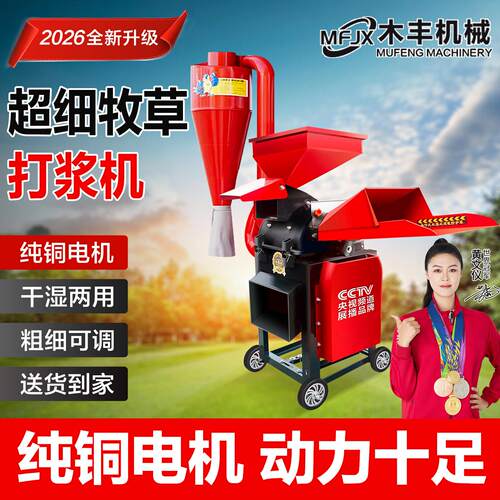 牧草打浆机家用小型多功能粉碎机干湿两用鸡鸭鹅碎草机养殖用220V