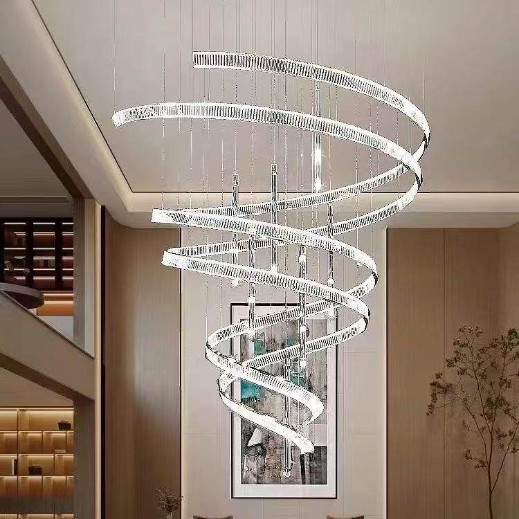 不钢别楼墅式楼大吊灯梯loft公寓现代简739约轻锈奢水复晶挑空客,家装灯饰光源,智能吊灯,淘宝优惠券,粉丝福利购,淘宝优惠卷