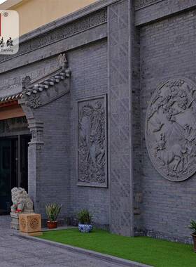 砖唐语雕仿古门楼大门两侧一面装饰浮雕1.25*2.16SC1210-1m墙麒麟