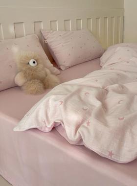 25新款星星月提亮-A类双层皱皱纱四色织花全棉件套KBL35165棉宿纯