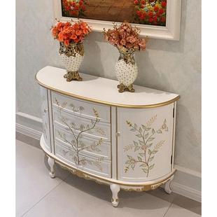 现代简约欧彩走绘小边柜美式玄关柜装式饰柜BLM半圆餐边柜柜廊家