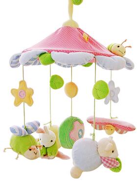 婴儿新肖生60738儿摇铃玩具生旋转毛款绒安抚床铃通用不限音乐成