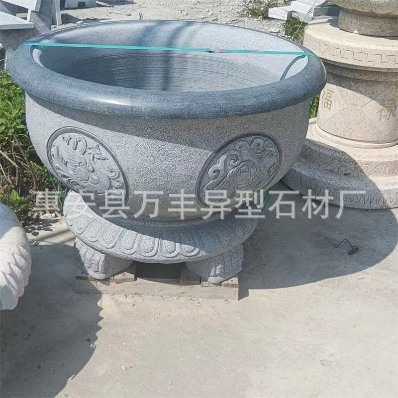 日式庭院石雕荷花水钵