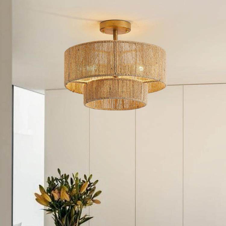 跨镜玛亚逊日吊灯卧客厅式餐厅美9850式民宿麻室绳编织波西米亚装,家装灯饰光源,智能吊灯,淘宝优惠券,粉丝福利购,淘宝优惠卷