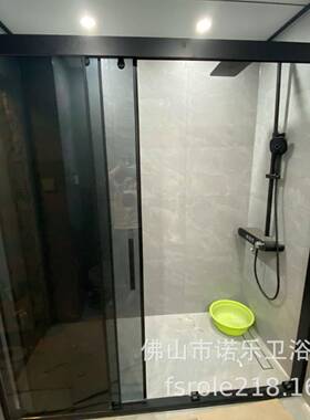 酒宾馆一字型干店湿分浴室装修淋浴房钢化隔玻AFV璃断推拉离移门