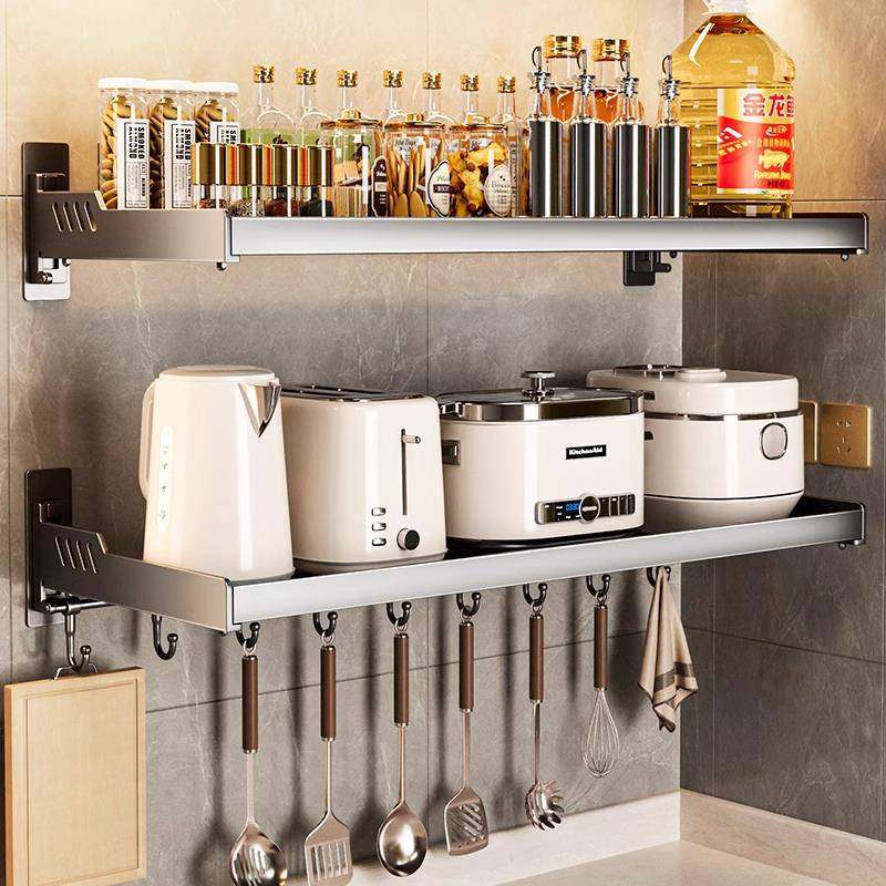 厨房微波炉架子置架式壁挂打IHM孔放物烤箱家用上墙支架免多功能,厨房/烹饪用具,抹布架/厨房清洁收纳架,淘宝优惠券,粉丝福利购,淘宝优惠卷