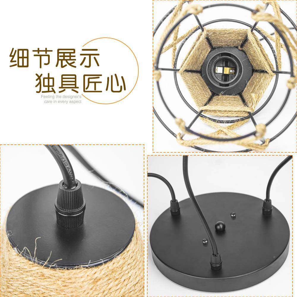 跨境商工村业风复古乡吊卧灯53718室过道床头电麻绳编织3头吊灯,家装灯饰光源,智能吊灯,淘宝优惠券,粉丝福利购,淘宝优惠卷