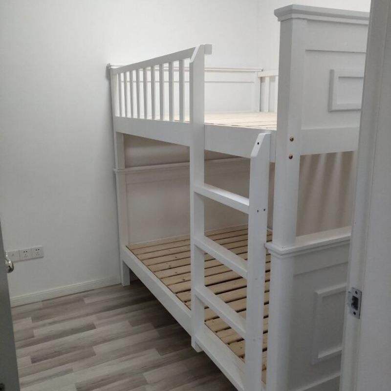 美式实223456木床下上铺子母床人双胞胎床单床爬梯松床木床