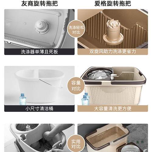 把旋转拖杆通用拖布墩净布带2025新款家用地拖231一拖甩免桶手洗