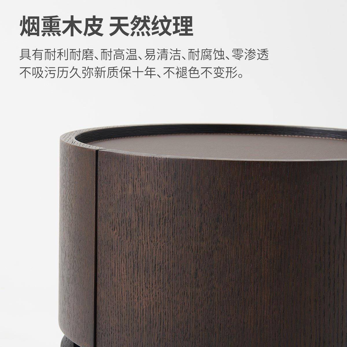 意式简实床头柜胡PS-T337桃色卧室边柜简床极边储物木柜40CM约圆
