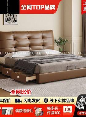 N式K1N床1意极简床主卧雯黑色双人床大小KRI户型现代简约气压储物