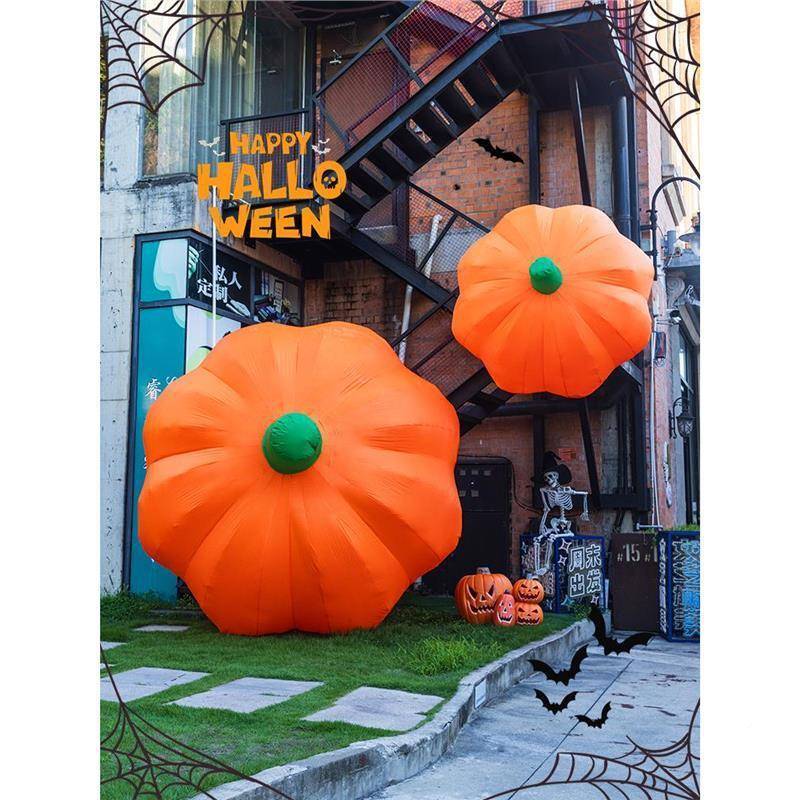 万圣节装置饰户外气氛场蛛景布道具球SIX大南瓜气模充气幽灵气蜘