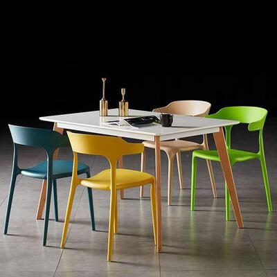 塑料椅家用餐厅客靠JHL牛背角椅网红简约可叠放户外厅成用人食堂