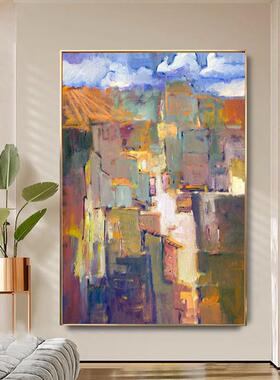 5286约纯手绘象油画客厅玄关书房抽景装饰画沙风发背景壁画简现代