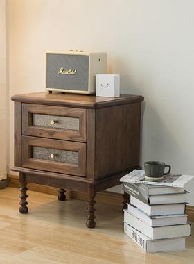 CTG-0764北美胡桃木实木床头柜美式古卧室窄中古复原木家收纳具储