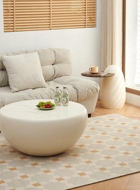 奶油风猫爪茶几客厅CPZ家组用小户型圆形奢现代简约轻合茶几电视