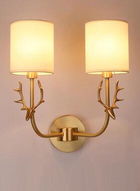 美式壁头灯全铜鹿TS101角灯走廊过道个性创意客厅墙壁灯卧室床头