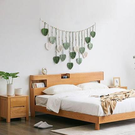 波西米亚饰手工夹编织树毯叶挂轻奢背景流苏壁挂照MYJ片装卧室墙