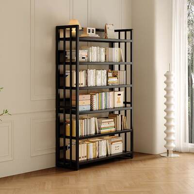 奶油风制书儿童书架客厅收纳艺YLP展柜示架子置钢物架落地铁一体