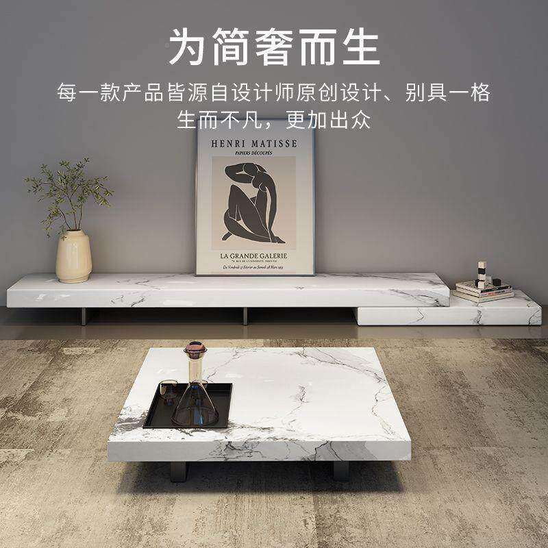 意式极简小户型可伸缩客厅茶电视柜几合组现落代简约HXA高低地柜