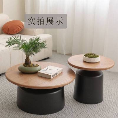 奶油风公寓茶几客厅家用小户型简约网红铁艺圆形马提尼民宿茶几