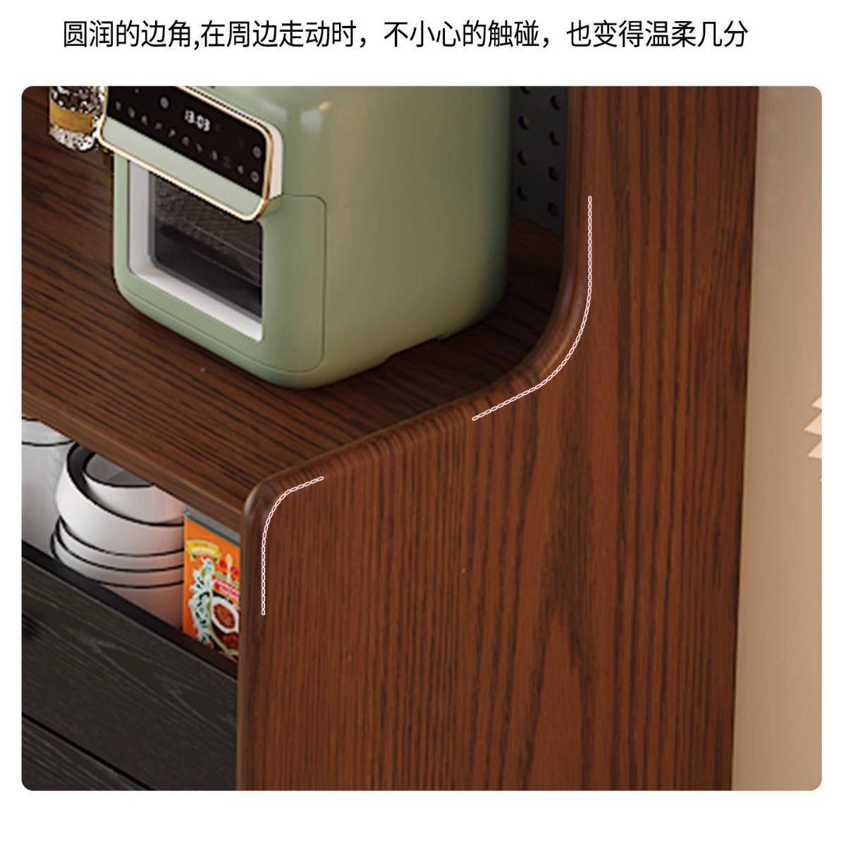 法式实木餐边家小户型柜靠墙一体洞板储物柜厨房复古收用纳84边洞