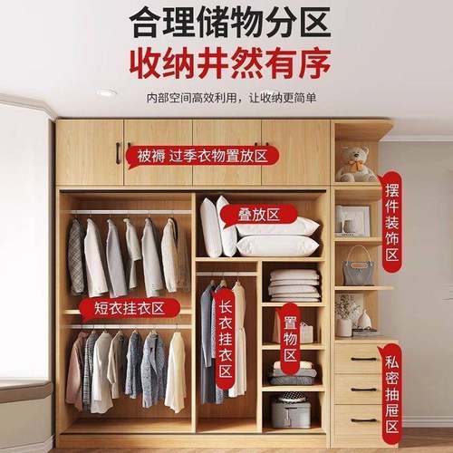 推门全实木衣柜移防小WFK户拉型门卧室储物柜子家用衣柜霉厂家