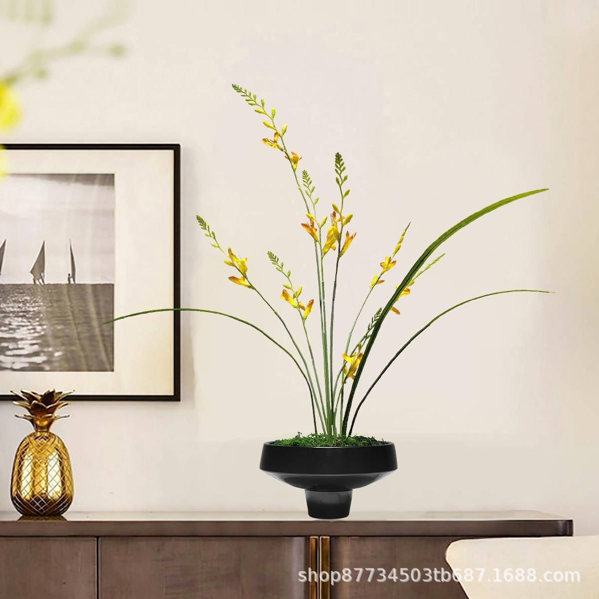 新中永生苔式藓仿真火焰绿植盆景摆兰设茶MTM茶楼玄室关茶几花架