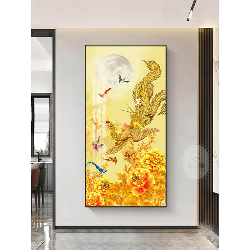 新中式百鸟朝凤图玄关饰招画茶财寓意好楼梯过道走廊RDJ装书房室