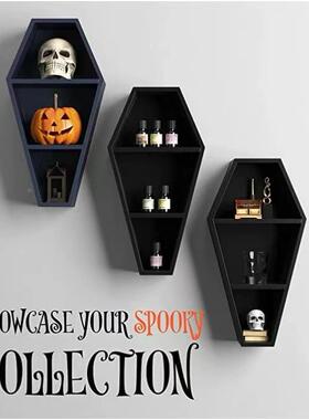 木质暗黑风板置物特KTS架哥式装黑色浮饰动搁置物架家用木制壁挂