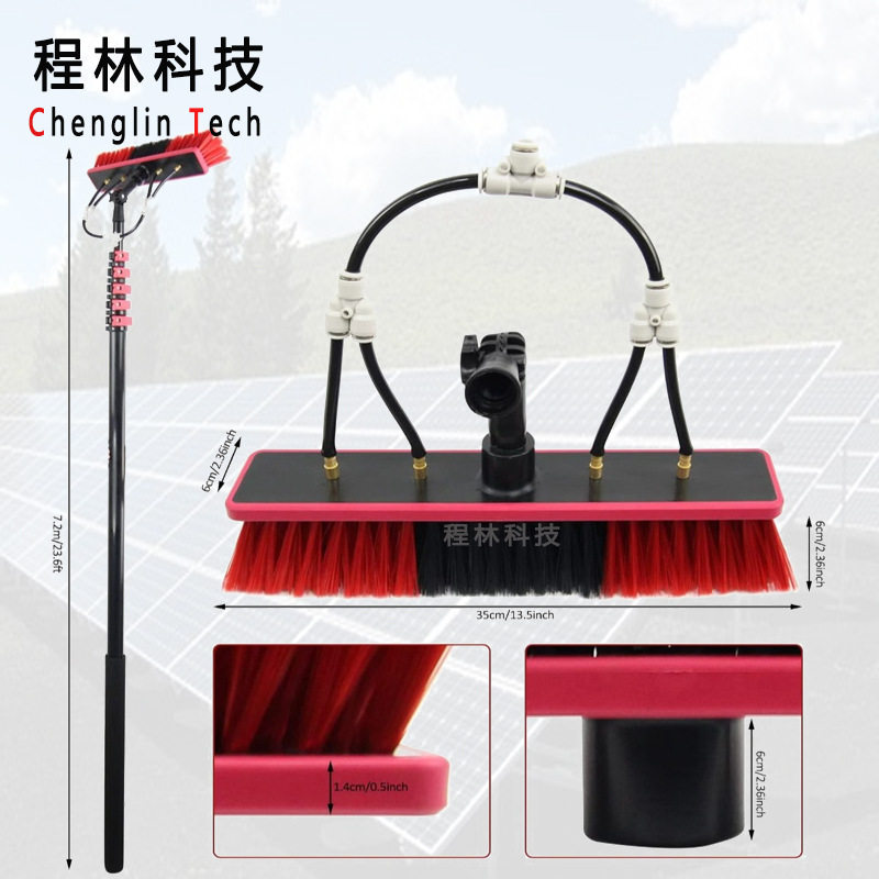 批发跨境伸缩杆洗车通水刷 带刮水器加长可喷水清洗高处窗户玻璃