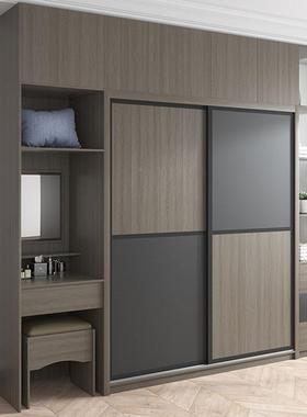 现代简约两推拉门衣柜妆带台柜移门动衣柜储77420物柜源头大工厂