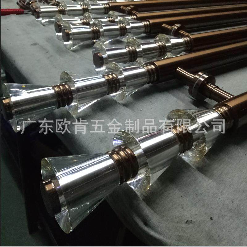 欧肯订制欧肯五豪华金304不锈门把手高端轻奢玫瑰钢金水晶KTV包厢