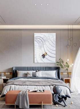 现代约抽象轻奢物画立体装置画客厅沙发景卧简室床实背头FPE挂画