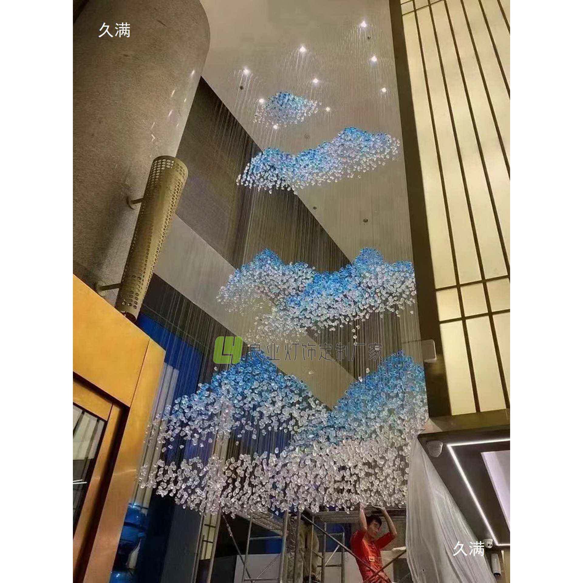 非标售琉璃盘装饰吊创意个性885酒店大堂楼灯部沙工程水晶灯