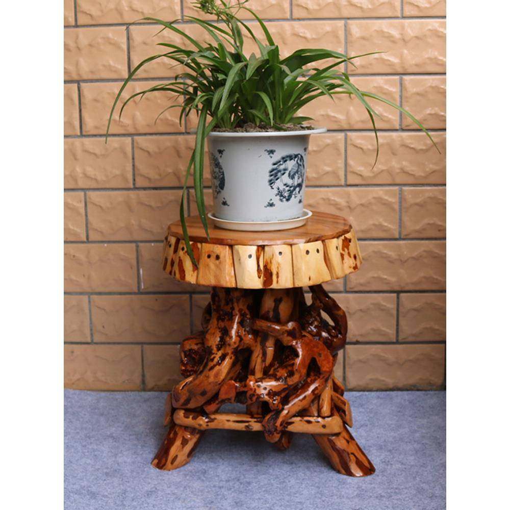 786杜鹃根雕花架根雕座客厅底摆件天然实根木树根盆景花底座雕凳