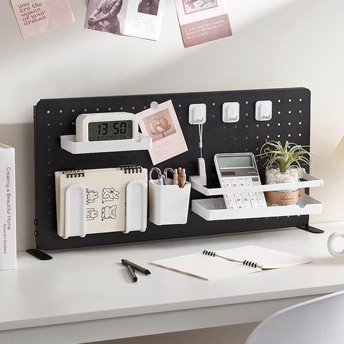 A524桌桌面洞洞板免打孔办公立收纳示F769S857展架多功能工具隔板