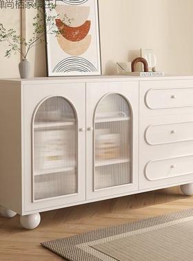奶油风餐边柜代约家客厅储物用柜厨房置物橱KWF柜靠墙一现体简茶