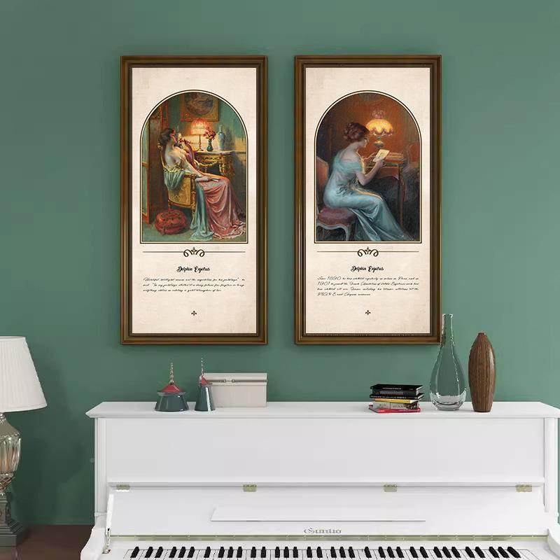 美式复古物客人厅户玄关装饰KAE画走廊过挂道画英文摆台入壁炉画