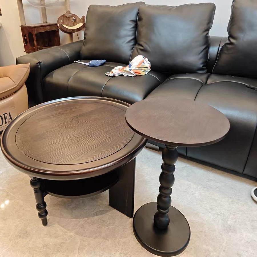 中户古茶风复古圆形几家用茶桌客厅小美式型实木法式新款客厅JOL,电子元器件市场,其它元器件,淘宝优惠券,粉丝福利购,淘宝优惠卷