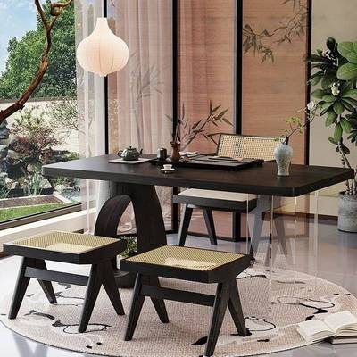 简木亚克力悬浮茶桌台椅组合现代LMB约家用阳台茶办公室泡茶桌餐